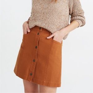 Cotton Madewell Corron Button-Front A-Line Pocket Mini Skirt